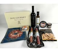 DON GOURMET, Cesta Gourmet para Regalar, Cesta Navidad, Queso curado, jamón ibérico, chorizo ibérico, lote embutidos ibéricos, aceite de oliva virgen extra, patés, pack ibéricos, Regalo cumpleaños.