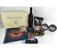 DON GOURMET, Cesta Gourmet para Regalar, Cesta Navidad, Queso curado, jamón ibérico, Fuet ibérico, lote embutidos ibéricos, aceite de oliva virgen extra, patés, pack ibéricos, Regalo cumpleaños.