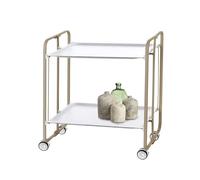 DON HIERRO - Carrito auxiliar con ruedas BAUHAUS armazón metálico color arena, 2 bandejas-Blanco