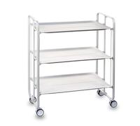 DON HIERRO - Carrito auxiliar con ruedas BAUHAUS, armazón metálico color blanco, 3 bandejas-Blanco