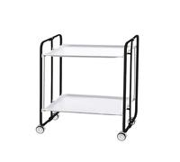 DON HIERRO - Carrito auxiliar con ruedas BAUHAUS, armazón metálico color negro, 2 bandejas-Blanco