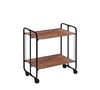 DON HIERRO - Carrito auxiliar con ruedas BAUHAUS, armazón metálico color negro, 2 bandejas-Cedro