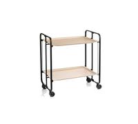 DON HIERRO - Carrito auxiliar con ruedas BAUHAUS, armazón metálico color negro, 2 bandejas-Haya