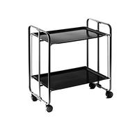 DON HIERRO - Carrito auxiliar con ruedas BAUHAUS, armazón metálico color negro, 2 bandejas-Negro