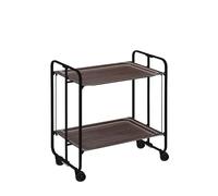 DON HIERRO - Carrito auxiliar con ruedas BAUHAUS, armazón metálico color negro, 2 bandejas-Wengue
