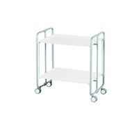 DON HIERRO - Carrito auxiliar con ruedas BAUHAUS, armazón metálico de color gris, 2 bandejas-Blanco