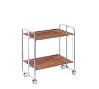 DON HIERRO - Carrito auxiliar con ruedas BAUHAUS, armazón metálico de color gris, 2 bandejas-Cedro