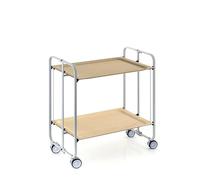 DON HIERRO - Carrito auxiliar con ruedas BAUHAUS, armazón metálico de color gris, 2 bandejas-Haya