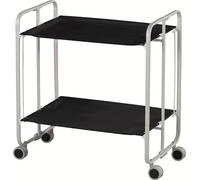 DON HIERRO - Carrito auxiliar con ruedas BAUHAUS, armazón metálico de color gris, 2 bandejas-Negro