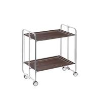 DON HIERRO - Carrito auxiliar con ruedas BAUHAUS, armazón metálico de color gris, 2 bandejas-Wengue