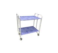 DON HIERRO - Carrito auxiliar plegable BAUHAUS con ruedas - Armazón metálico blanco, 2 niveles, 4 posiciones ajustables-Coffe Shop Azul