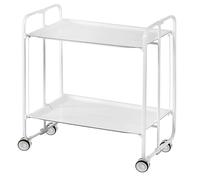DON HIERRO - Carrito auxiliar con ruedas BAUHAUS armazón metálico color blanco, 2 bandejas-Blanco