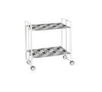 DON HIERRO - Carrito auxiliar plegable BAUHAUS con ruedas - Armazón metálico blanco, 2 niveles, 4 posiciones ajustables-88