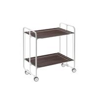DON HIERRO - Carrito auxiliar plegable BAUHAUS con ruedas - Armazón metálico blanco, 2 niveles, 4 posiciones ajustables-Wengue
