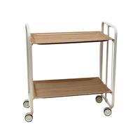 DON HIERRO - Carrito auxiliar plegable BAUHAUS con ruedas - Armazón metálico blanco, 2 niveles, 4 posiciones ajustables-Alistonado