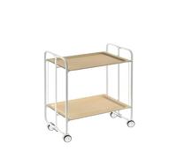 DON HIERRO - Carrito auxiliar con ruedas BAUHAUS armazón metálico color blanco, 2 bandejas-Haya