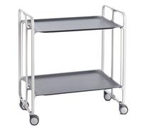 DON HIERRO - Carrito auxiliar plegable BAUHAUS con ruedas - Armazón metálico blanco, 2 niveles, 4 posiciones ajustables-Gris