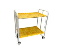 DON HIERRO - Carrito auxiliar plegable BAUHAUS con ruedas - Armazón metálico blanco, 2 niveles, 4 posiciones ajustables-Coffee Shop Amarillo