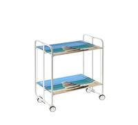 DON HIERRO - Carrito auxiliar plegable BAUHAUS con ruedas - Armazón metálico blanco, 2 niveles, 4 posiciones ajustables-62