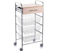 DON HIERRO - Carrito de cocina, verdulero ALESIA, 1 cajón y 3 cestas. Color Aluminio - Haya-