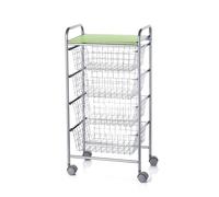 DON HIERRO - Carrito verdulero GREEN, 4 cestas de gran capacidad, Gris aluminio - Verde pistacho-
