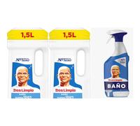 Don Limpio Baño Líquido Detergente 2bote* 1.5 I+1 bote de Limpiahogar baño spray Don Limpio 500 ml Elimina manchas de jabón y cal