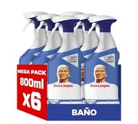 Don Limpio Mr Proper Baño Spray Detergente 6x800 ml, Elimina Las Marcas De Jabón Y El Doble De Cal Que La Fórmula Anterior