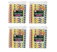 DON PALILLO - 1000 Pajitas de papel de rayas de colores varuados. De 23 cms. 100% biodegradables y compostables. Cañitas para fiestas, cumpleaños y celebraciones (4)