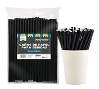 Don Palillo, 250 Pajitas de Papel Biodegradables, 20cm, Cañas Palel Color Negro, sin plástico, ecológico, fuertes, sostenibles y compostables, Bebidas frías y Calientes