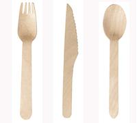 DON PALILLO - 300 pcs. Cubiertos de Madera desechable. - Juego de 100 Cucharas + 100 Tenedores + 100 Cuchillos. 100% Natural, Ecológico, Biodegradable