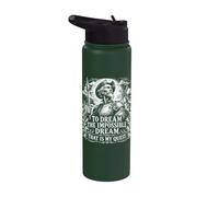 Don Quijote El Sueño Imposible Xilografiado Blanco Print Stainless Steel Insulated Water Bottle