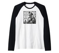 Don Quijote El Sueño Imposible Xilografiado Negro Print Camiseta Manga Raglan