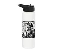 Don Quijote El Sueño Imposible Xilografiado Negro Print Stainless Steel Insulated Water Bottle