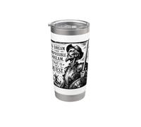 Don Quijote El Sueño Imposible Xilografiado Negro Print Vaso térmico de acero inoxidable de doble pared