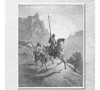 Don Quijote y Sancio Panza Doré Gustave, gdr24 - Cuadro impreso sobre lienzo Fine Art, enmarcado listo para colgar, montado a mano, 90 x 72 cm