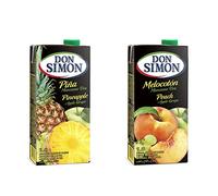 Don Simon - Zumo de piña, manzana y uva, 1 L & Don Simon Zumo Melocotón, Manzana y Uva, 1L