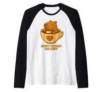 Don’t Worry Be Capy Cute Funny Capybara Drink Coffee Spring Camiseta Manga Raglan