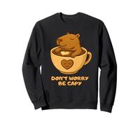 Don’t Worry Be Capy Cute Funny Capybara Drink Coffee Spring Sudadera
