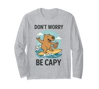 Don’t Worry Be Capy Cute Funny Capybara Surfing Beach Summer Manga Larga