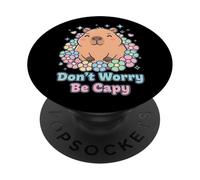 Don’t Worry Be Capy Divertido Lindo Animal Amante Capibara PopSockets PopGrip Adhesivo