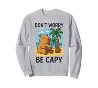 Don’t Worry Be Capy Funny Capybara Drinking Coconut by Beach Sudadera
