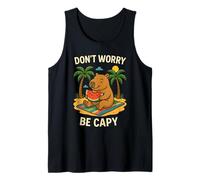 Don’t Worry Be Capy Funny Capybara Eating Watermelon Summer Camiseta sin Mangas