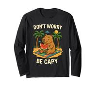 Don’t Worry Be Capy Funny Capybara Eating Watermelon Summer Manga Larga
