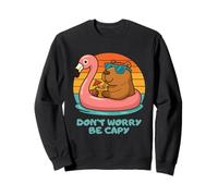 Don’t Worry Be Capy Funny Capybara Float Flamingo Summer Sudadera
