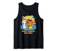Don’t Worry Be Capy Funny Capybara Float Unicorn Summer Camiseta sin Mangas