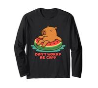 Don’t Worry Be Capy Funny Capybara Float Watermelon Summer Manga Larga