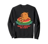 Don’t Worry Be Capy Funny Capybara Float Watermelon Summer Sudadera