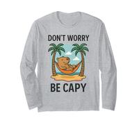 Don’t Worry Be Capy Funny Sleepy Capybara Coconut Tree Beach Manga Larga