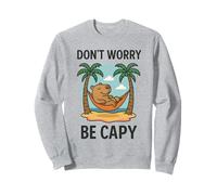 Don’t Worry Be Capy Funny Sleepy Capybara Coconut Tree Beach Sudadera