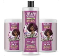 Dona Flora Mis Rizos Pack 3 | Champú 1000ml + Activador de Rizos 1000ml + Mascarilla 1000ml | Antiencrespamiento y Definidor | Karité, Aloe Vera y Aceite de Coco | Cabellos Rizados